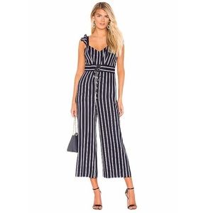 Sleeveless dark blue striped romper